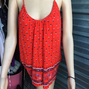 RED BOHO TANK TOP SIZE M